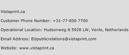 Vistaprint.ca Phone Number Customer Service