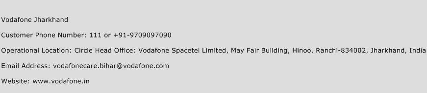 Vodafone Jharkhand Phone Number Customer Service