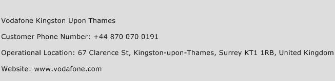 Vodafone Kingston Upon Thames Phone Number Customer Service