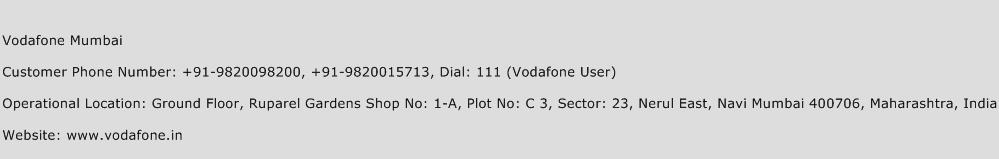 Vodafone Mumbai Phone Number Customer Service