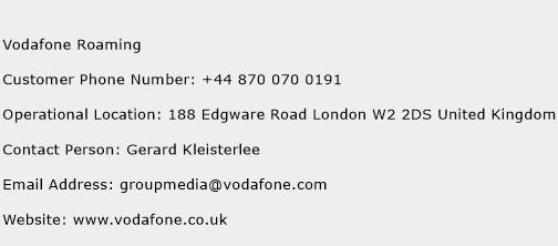 Vodafone Roaming Phone Number Customer Service