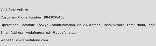Vodafone Vellore Phone Number Customer Service