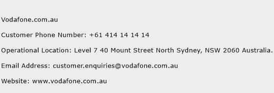 Vodafone.com.au Phone Number Customer Service