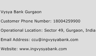 Vysya Bank Gurgaon Phone Number Customer Service