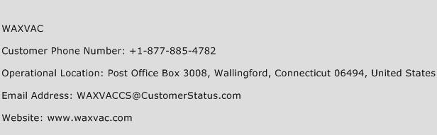 WAXVAC Phone Number Customer Service