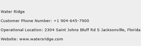 Water Ridge Phone Number Customer Service