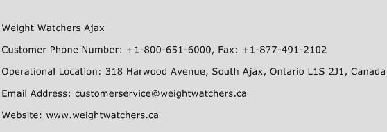 Weight Watchers Ajax Phone Number Customer Service