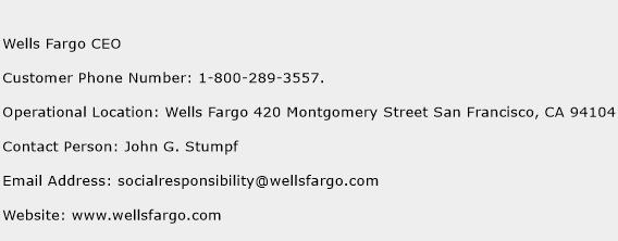 Wells Fargo CEO Phone Number Customer Service