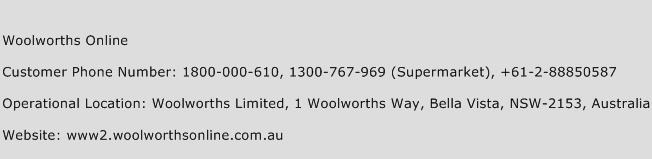 Woolworths Online Phone Number Customer Service