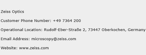 Zeiss Optics Phone Number Customer Service