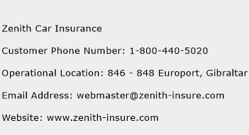 Zenith Car Insurance Phone Number Customer Service